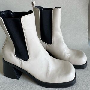 Topshop Black and Cream Heeled Boots